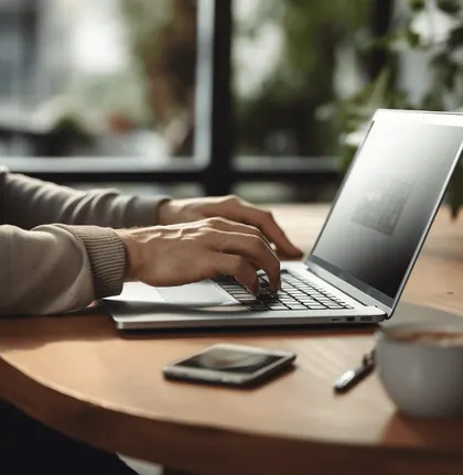 Property owner working on a laptop at home