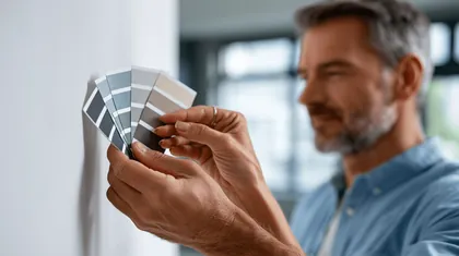 Property owner comparing paint color swatches for a quick refresh